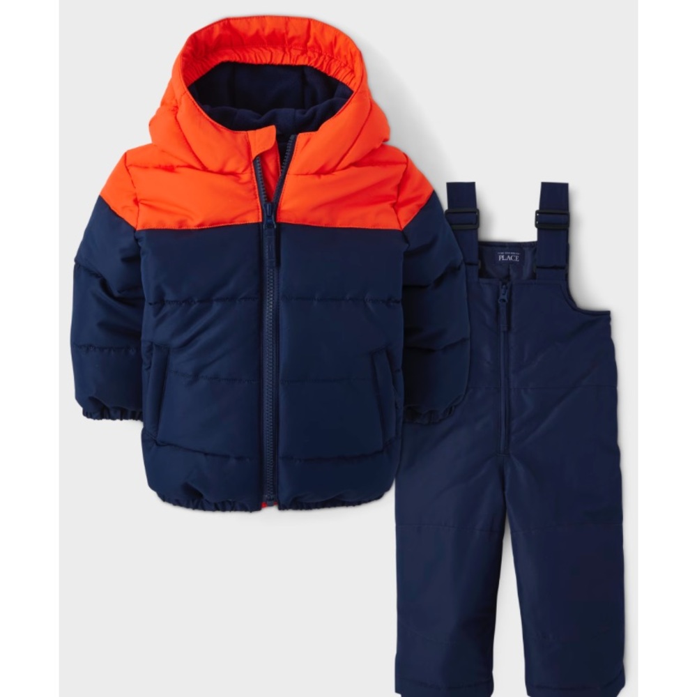 Toddler Children’s Place Orange/Navy Winter Set Snowsuit 4T +Kamik Boots size11